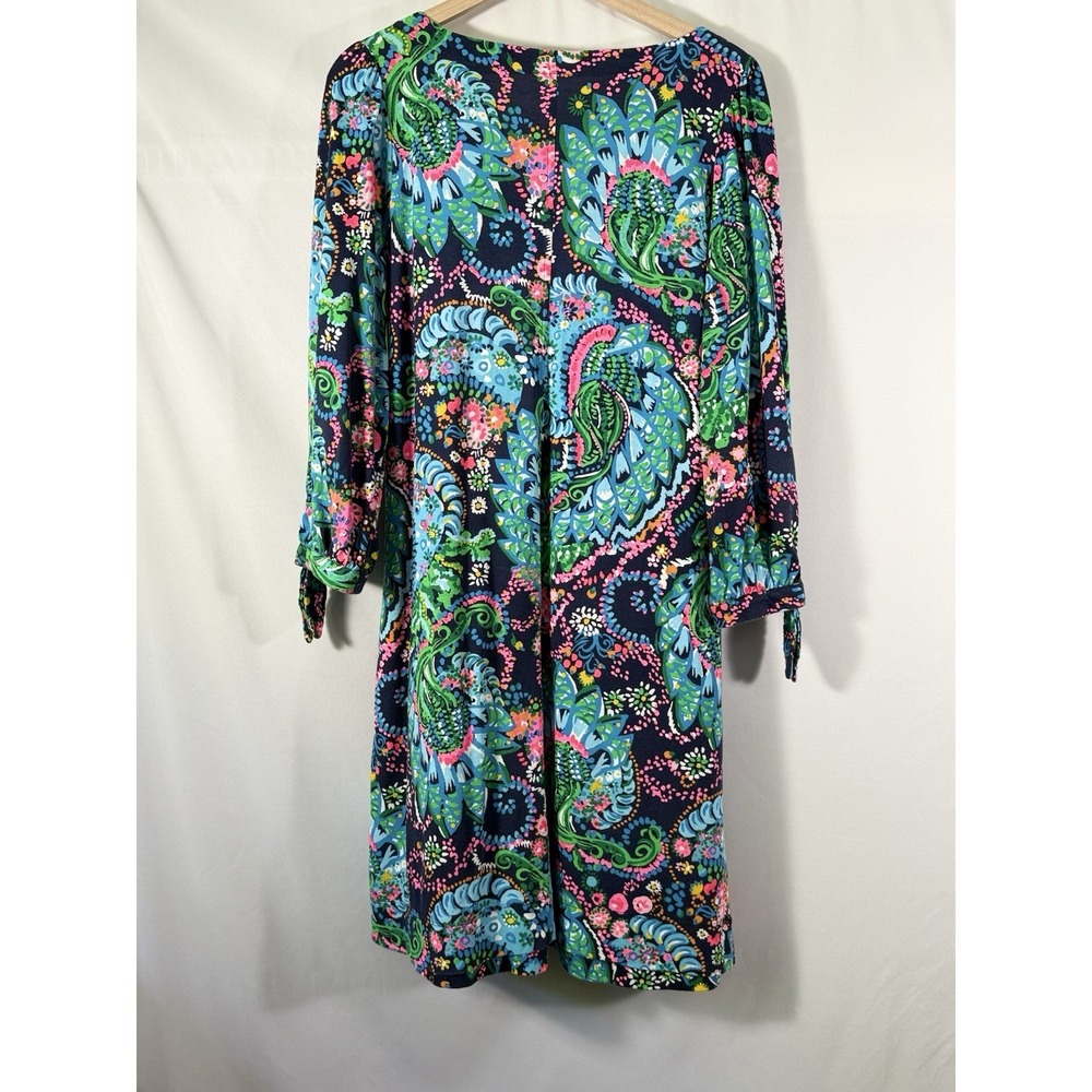 Lilly Pulitzer Cath Dress Take Me To The Sea 3/4 Sleeve V Neck Cotton Womens‎ L - Picture 14 of 14